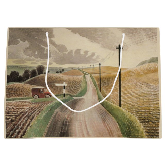 Sacola Para Presentes Grande Wiltshire Landscape (por Eric Ravilious) (Frente)
