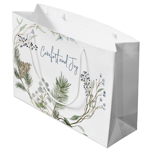 Sacola Para Presentes Grande Winter Berry Wreath (Verso inclinado)