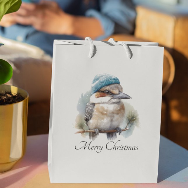 Sacola Para Presentes Grande Winter Kookaburra Wish, personalizado (Criador carregado)
