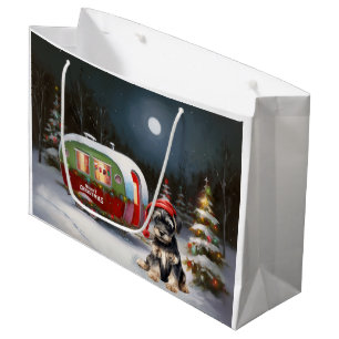 Sacola Para Presentes Grande Winter Schnauzer Caravan Christmas Adventure