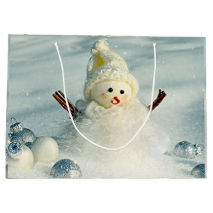 Sacola Para Presentes Grande Winter Whimsy Snowman