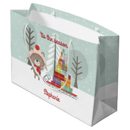 Sacola Para Presentes Grande Woodland Bear Christmas