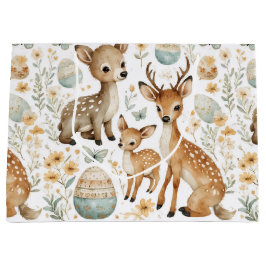 Sacola Para Presentes Grande Woodland Wild Animals Deer Baby Fawn Spring Easter
