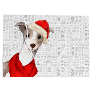 Sacola Para Presentes Grande Woody Art Engraçado italiano Greyhound Dog Natal