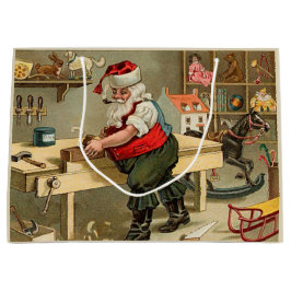 Sacola Para Presentes Grande Workshop de Natal Vintage Santa Claus