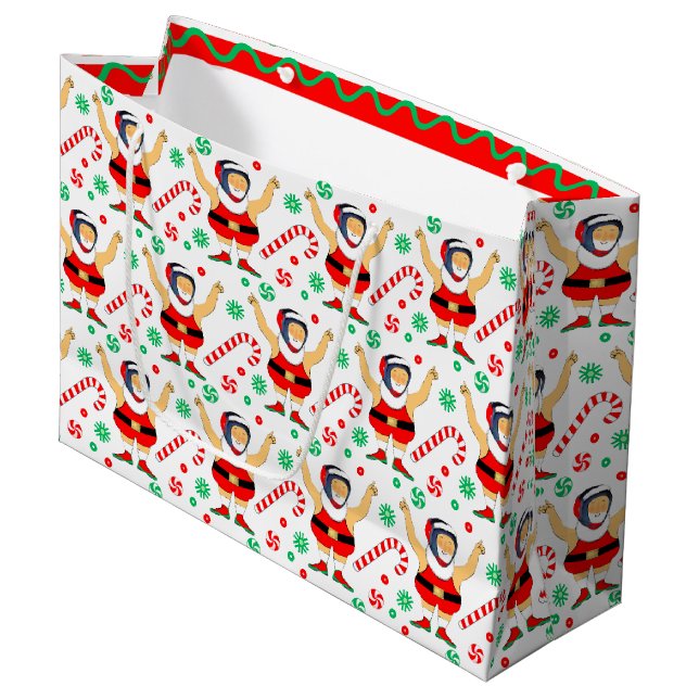 Sacola Para Presentes Grande Wrestling Christmas Holiday (Frente inclinada)