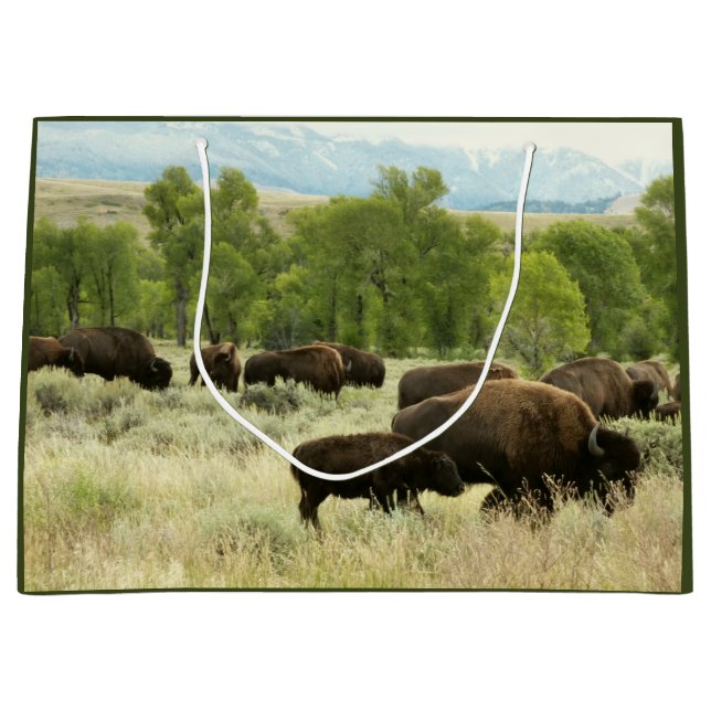 Sacola Para Presentes Grande Wyoming Bison Nature (Frente)