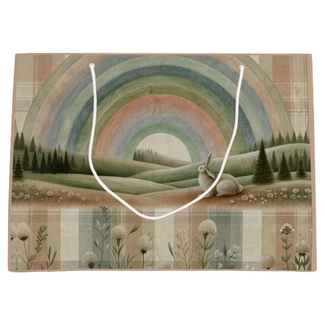 Sacola Para Presentes Grande Xadrez Arco-íris (Frente)