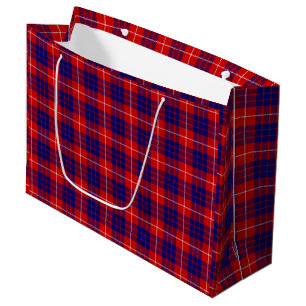 Sacola Para Presentes Grande Xadrez azul-roxa-tartan