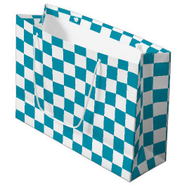 Sacola Para Presentes Grande Xadrez azul-turquesa escuro 