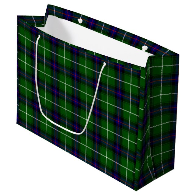 Sacola Para Presentes Grande Xadrez azul verde MacDonald tartan (Frente inclinada)
