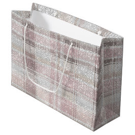 Sacola Para Presentes Grande Xadrez branca rosa-chic Strikle natalino