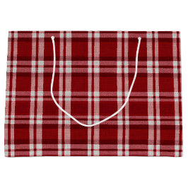 Sacola Para Presentes Grande Xadrez branca vermelha