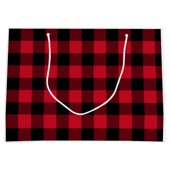 Sacola Para Presentes Grande Xadrez de Buffalo Vermelho, Flannel Vermelho (Frente)