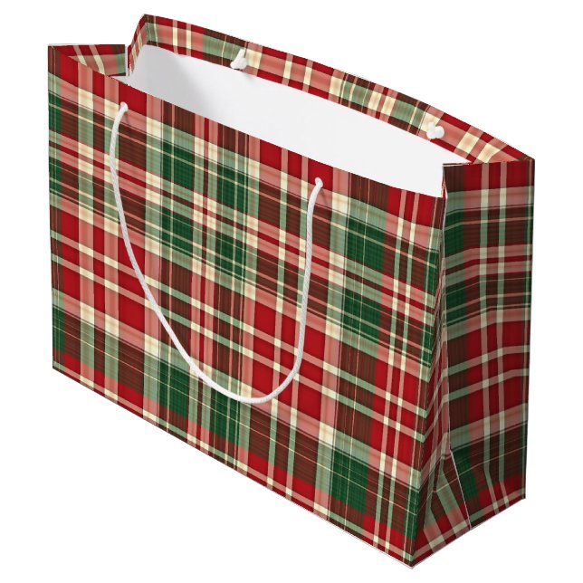 Sacola Para Presentes Grande Xadrez de Natal 01-GIFT BAG L (Verso inclinado)