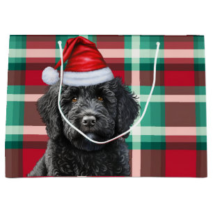 Sacola Para Presentes Grande Xadrez de Natal - Labradoodó Preto
