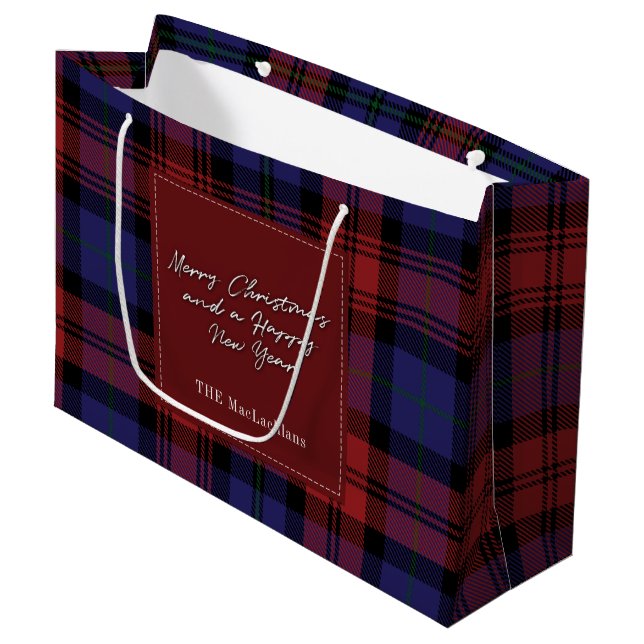 Sacola Para Presentes Grande Xadrez de Natal MacLachlan Tartan (Frente inclinada)