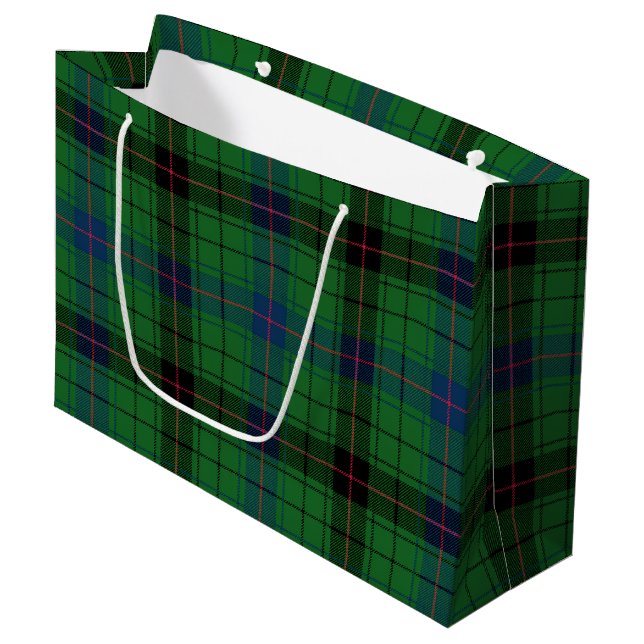 Sacola Para Presentes Grande Xadrez de Verificação Verde Clássica Rustic Tartan (Frente inclinada)