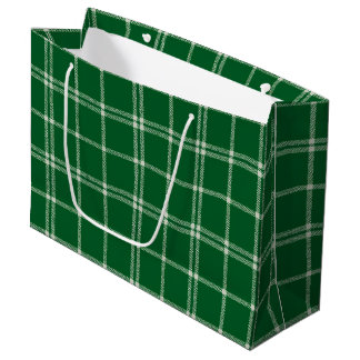 Sacola Para Presentes Grande Xadrez de visco verde