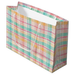 Sacola Para Presentes Grande Xadrez Escocês Multicolorido