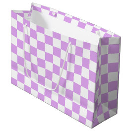 Sacola Para Presentes Grande Xadrez lavanda claro clássico