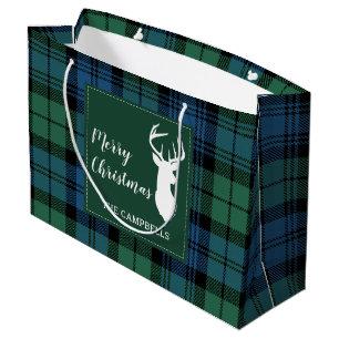 Sacola Para Presentes Grande Xadrez Personalizada de Tartan Clan Campbell
