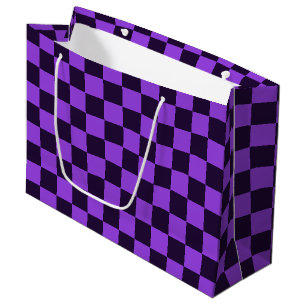 Sacola Para Presentes Grande Xadrez roxo e lavanda que chama a atenção