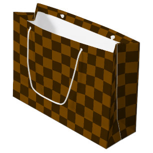 Sacola Para Presentes Grande Xadrez Seamless Marrom Escuro e Claro