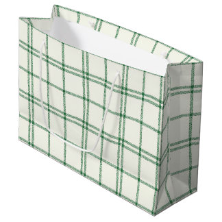 Sacola Para Presentes Grande Xadrez Verde