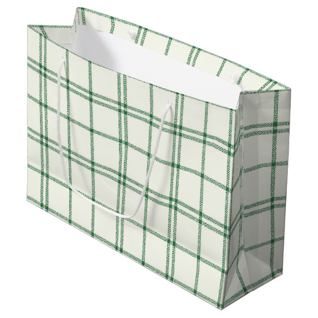Sacola Para Presentes Grande Xadrez Verde (Frente inclinada)