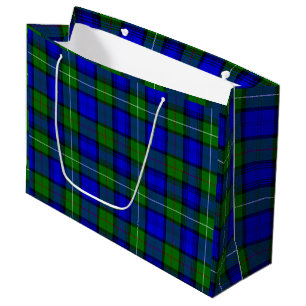 Sacola Para Presentes Grande Xadrez verde azul MacKenzie tartan