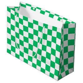 Sacola Para Presentes Grande Xadrez verde clássico 