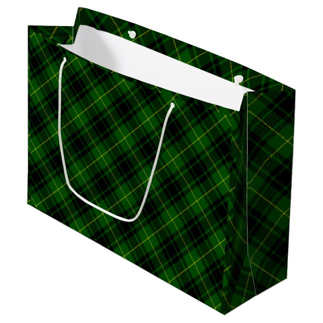 Sacola Para Presentes Grande Xadrez verde MacArthur tartan (Frente inclinada)