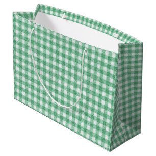 Sacola Para Presentes Grande Xadrez Verde Menta Infantil
