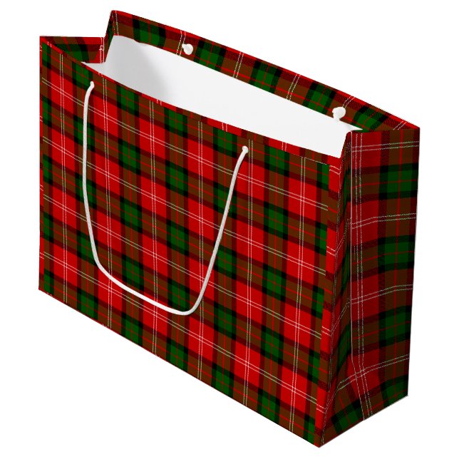 Sacola Para Presentes Grande Xadrez verde tartan tartan do MacKintosh (Frente inclinada)