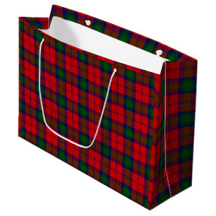 Sacola Para Presentes Grande Xadrez verde-vermelha Lindsay tartan