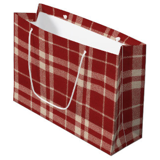 Sacola Para Presentes Grande Xadrez Vermelho