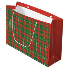 Sacola Para Presentes Grande Xadrez Vermelho Verde Natal