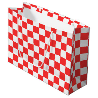 Sacola Para Presentes Grande Xadrez vermelho visual clássico