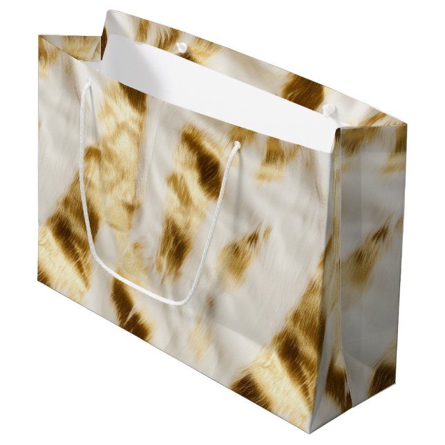 Sacola Para Presentes Grande Xic Dourado White Cowhide Western (Frente inclinada)