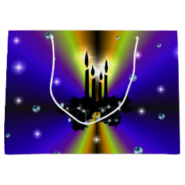 Sacola Para Presentes Grande Xmas Artdeco no Arco Amarelo Roxo