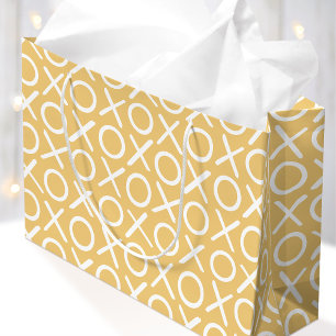 Sacola Para Presentes Grande XOXO Abraços e Beijos Amarelo Script de Aniversári