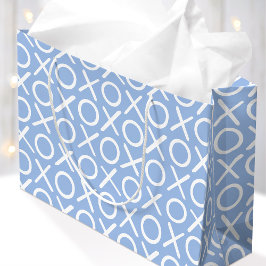 Sacola Para Presentes Grande XOXO Abraços e Beijos Azul Script de Aniversário P