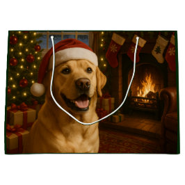 Sacola Para Presentes Grande Yellow Labrador Retriever Holiday 