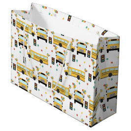 Sacola Para Presentes Grande Yellow School Bus Kids Birthday Party