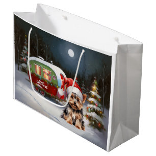 Sacola Para Presentes Grande Yorkshire Terrier Caravan Aventura de Natal