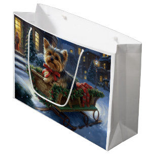 Sacola Para Presentes Grande Yorkshire Terrier Christmas Fesason