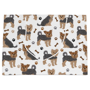 Sacola Para Presentes Grande Yorkshire Terrier Paws e Bones Yorkie Dog