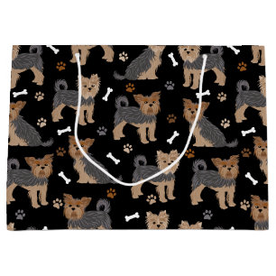 Sacola Para Presentes Grande Yorkshire Terrier Paws e Bones Yorkie Dog
