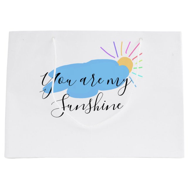 Sacola Para Presentes Grande you are my sunshine yellow orange sun rays clouds (Frente)